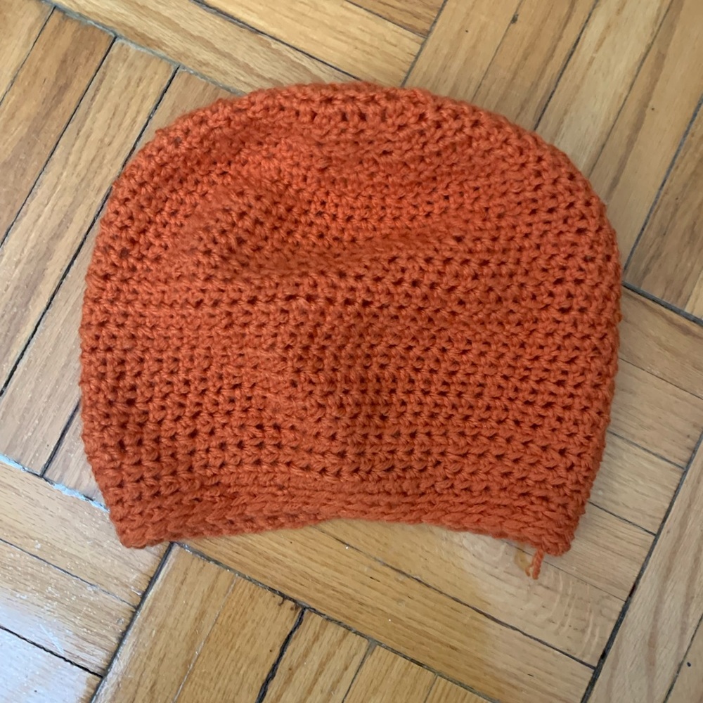Orange knitted beanie